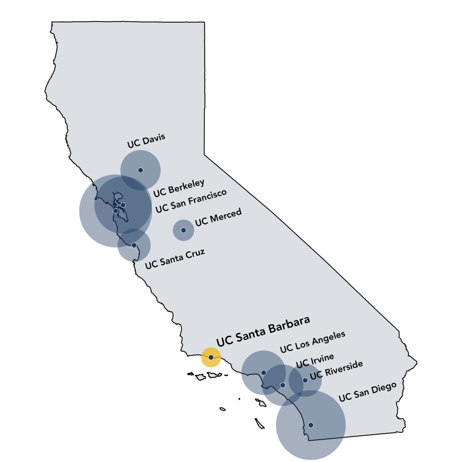 Map with UC campus gas emissions 