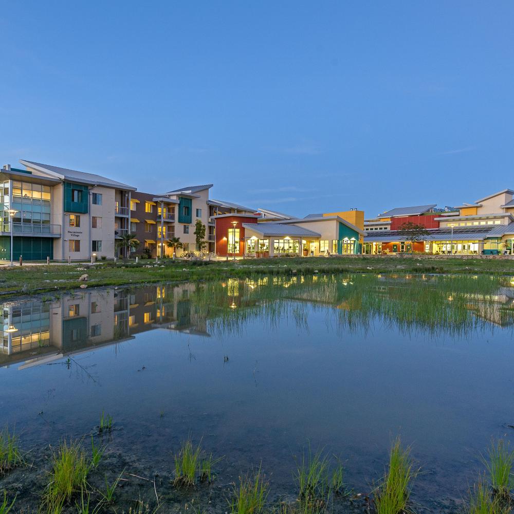 ucsb buildings with a view of the lagoon